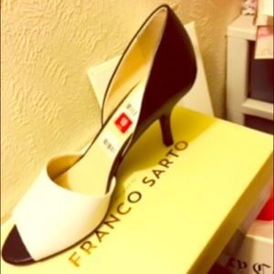 Franco Sarto Sleek black and white heals brand New never worn
